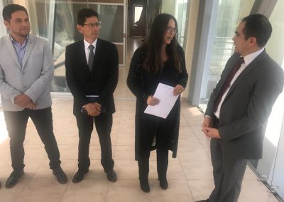 Autoridades del Consejo de la Judicatura de Otavalo dan la bienvenida al Dr. Ángel Torres Machuca, Defensor Público General, durante su visita y recorrido a la Unidad Judicial del cantón