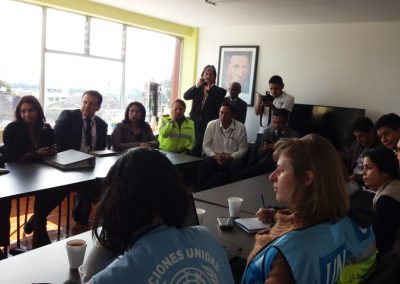 El defensor público provincial, Edison Aldaz, en reunión con el equipo técnico de la Oficina del Alto Comisionado de las Naciones Unidas para los Derechos Humanos