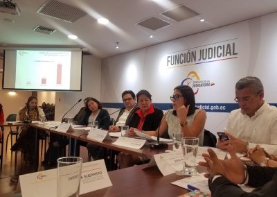 La defensora pública provincial de Pichincha, Anahí Briceño, durante la II Mesa de Trabajo Especializada de la DPP, en el Consejo de la Judicatura