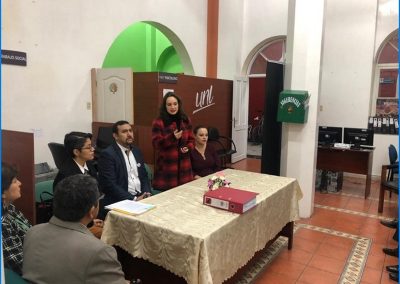 La Defensora Pública de Loja durante la evaluación al CJG de la Universidad Nacional de Loja.