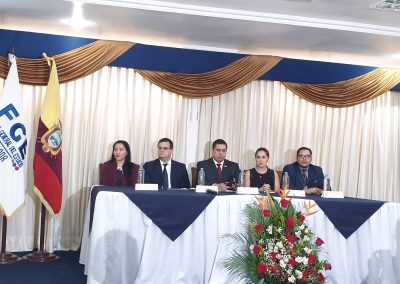 El defensor público provincial, José Ramírez y la defensora pública Regional del Litoral, Michele Portaluppi, en el seminario “Justicia especializada en adolescentes infractores”.
