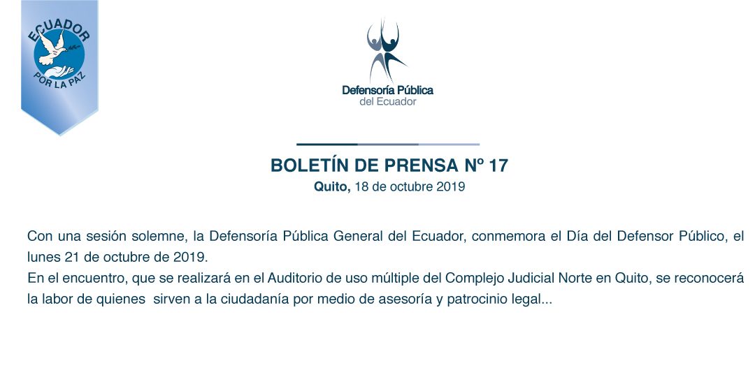 20 de octubre, Día del Defensor Público ecuatoriano