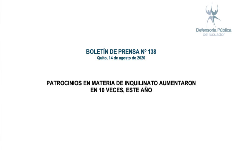 PATROCINIOS EN MATERIA DE INQUILINATO AUMENTARON EN 10 VECES, ESTE AÑO