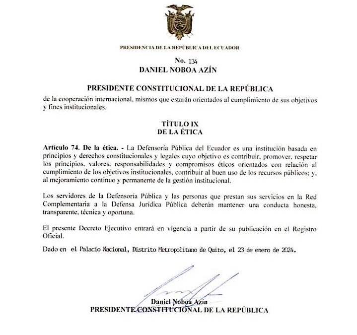 EJECUTIVO EXPIDIÓ EL REGLAMENTO A LA LEY ORGÁNICA DE LA DEFENSORÍA PÚBLICA